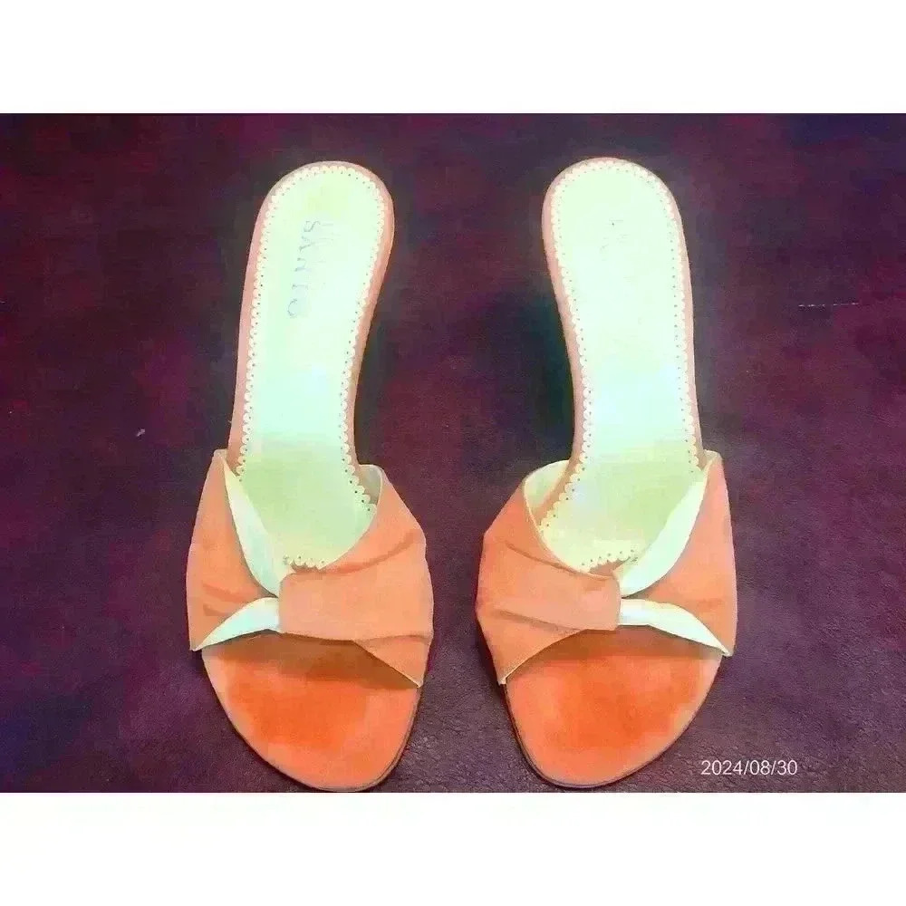 Franco Sarto Deirdra Leather Suede  Sandal Orange Women's Size 7.5